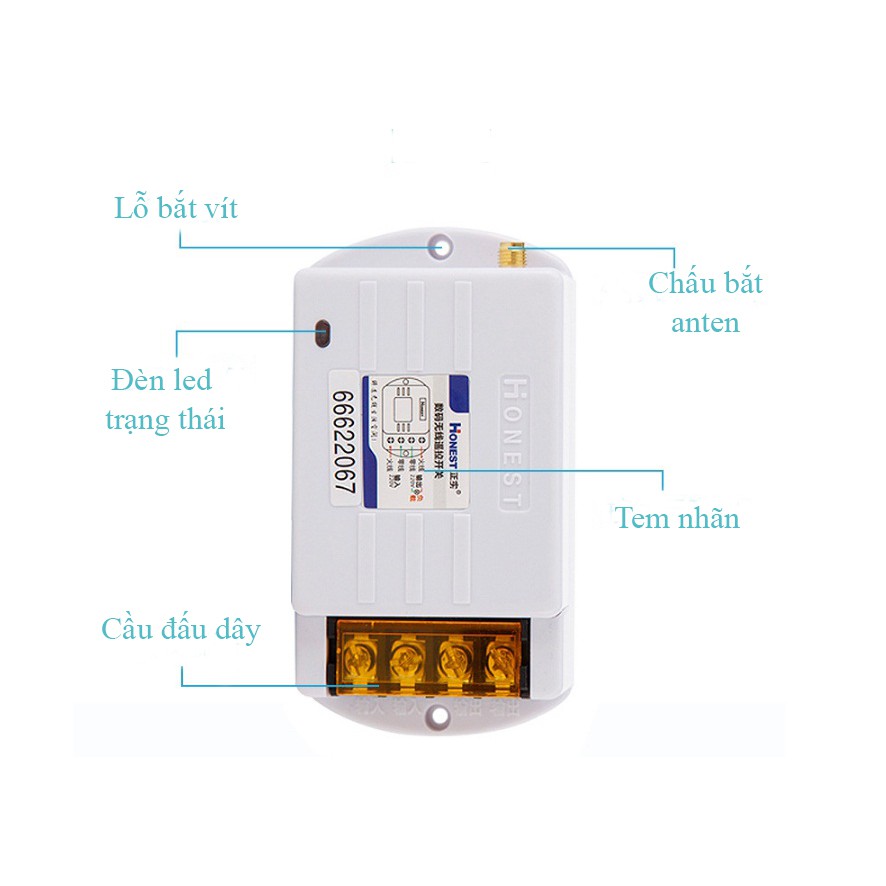 Công tắc điều khiển từ xa 2km công suất lớn Honest HT6220KG-2