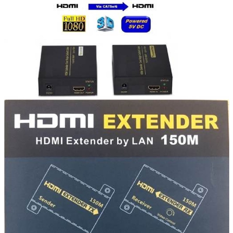 Thiết bị khuếch đại HDMI Extender lên đến 150m bằng cáp mạng CAT5E/6 FJGEAR FJ-150 Chính hãng