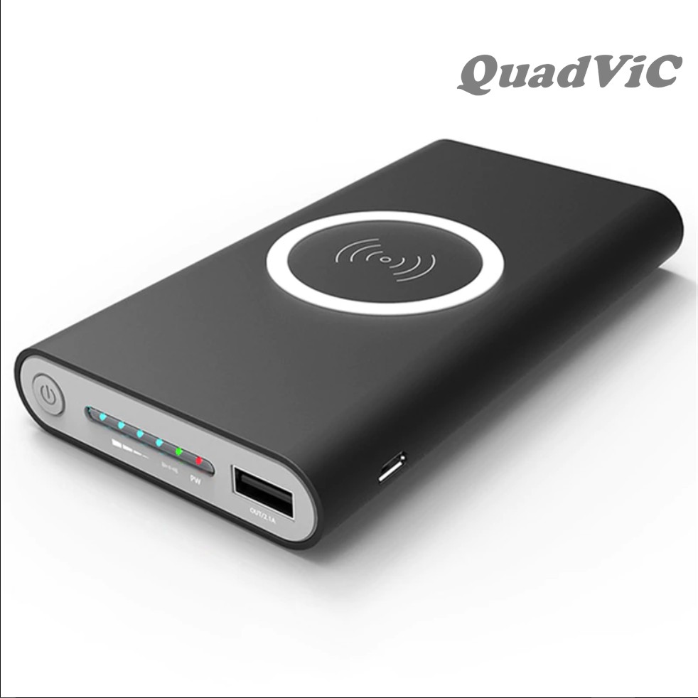 Bộ Sạc Dự Phòng Đa Năng Sạc Không Dây Cao Cấp Qi 10000 mAh Powerbank QUADVIC.COM N00127