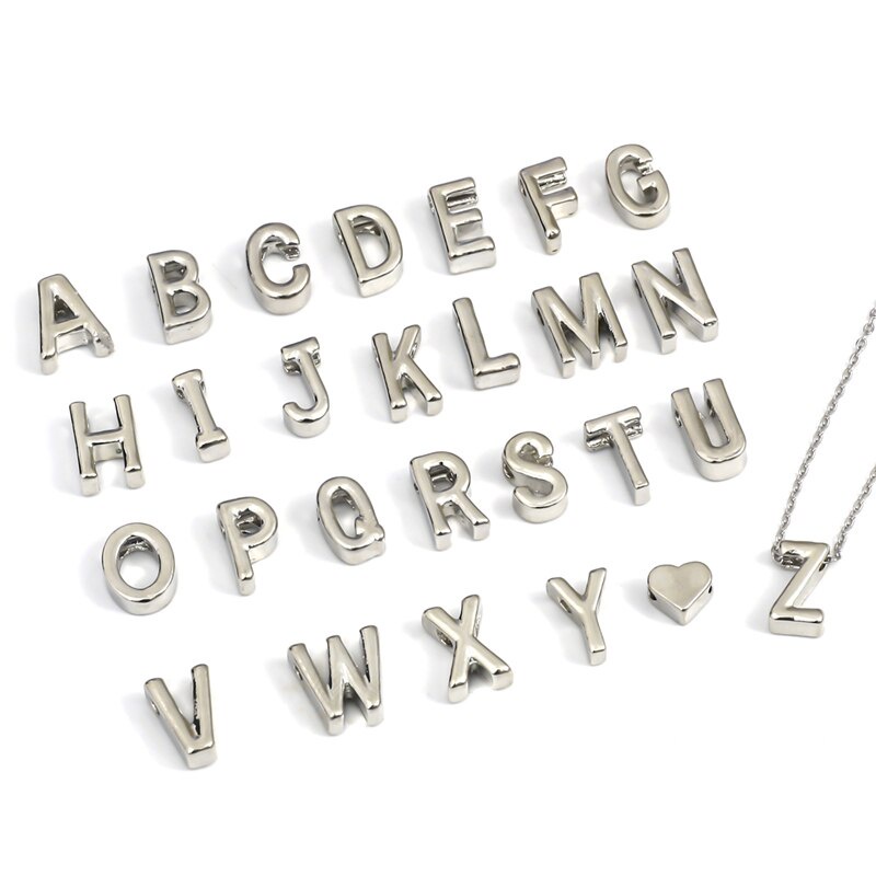 Bộ 5 mặt dây chuyền hợp kim kẽm hình chữ cái từ A-Z/ trái tim mạ vàng quyến rũ dùng bông tai vòng cổ vòng tay thủ công