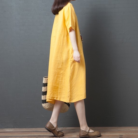 Đầm linen suông cổ tròn đai rời trẻ trung, thời trang trẻ, phong cách hàn