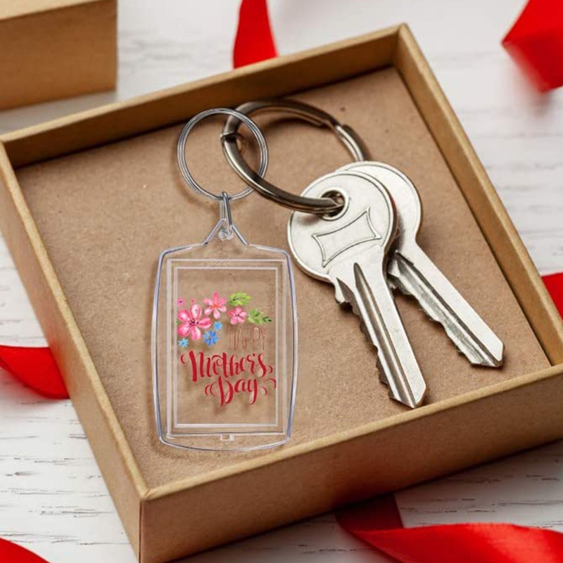 Set 50 Móc Khóa Acrylic Trong Suốt Kèm Dây Tua Rua DIY