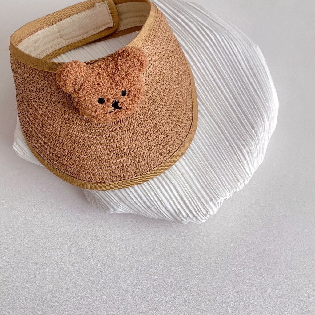 Mũ Rơm Hình Gấu 3D Dễ Thương Cho Bé