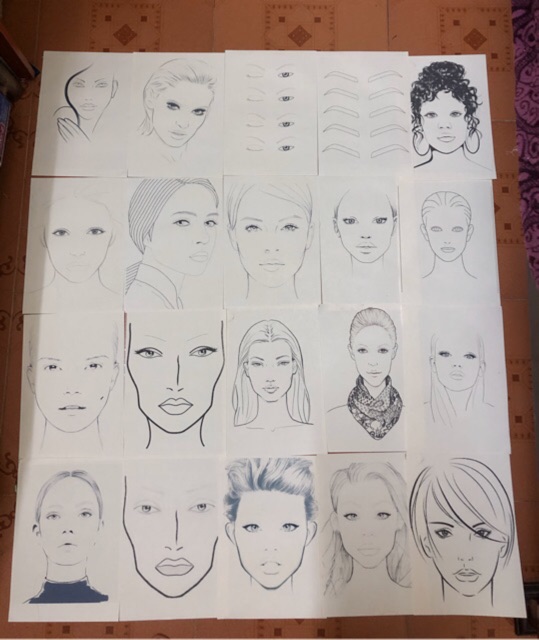Giấy face chart tập makeup