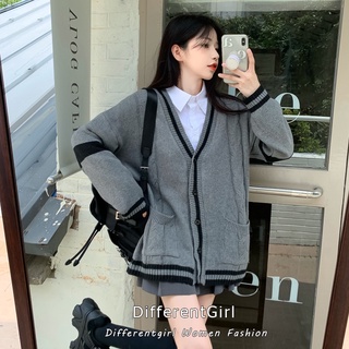 Áo Khoác Cardigan Tay Dài Form Rộng Theo Phong Cách Retro Dễ Phối Đồ