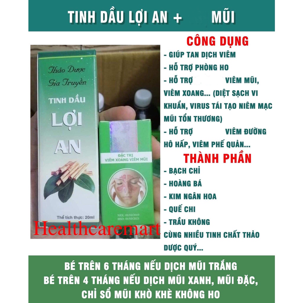 Combo 3 Lọ Tinh Dầu Lợi An hết Ho, Sổ Mũi, khò khè phế quản ,mũi xanh cảm lạnh mẩn ngứa, côn trùng đốt cho bé