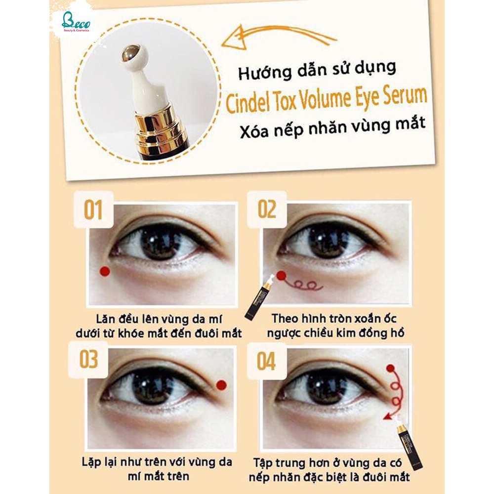 Thanh lăn xóa nhăn mắt truyền trắng Cindel Tox Volume Eye serum 15ml