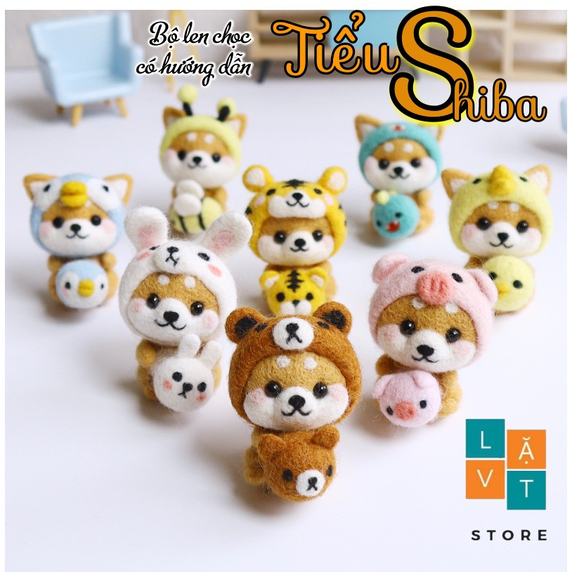 Len chọc có hướng dẫn 8 BABY SHIBA, chọc len thật dễ dàng, NEEDLE FELTING BABY SHIBA, món quà handmade ý nghĩa