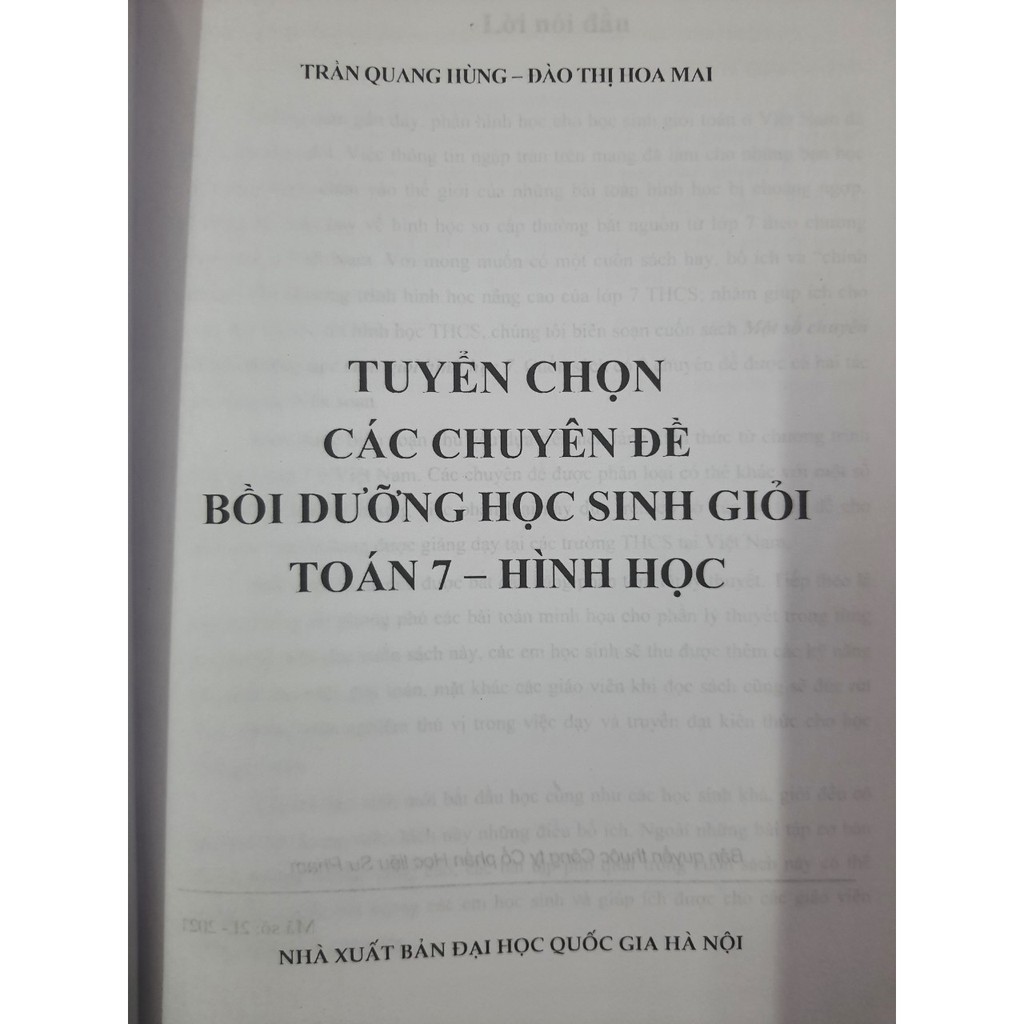 Sách - Tuyển chọn các chuyên đề bồi dưỡng học sinh giỏi môn Toán 7 - Hình học