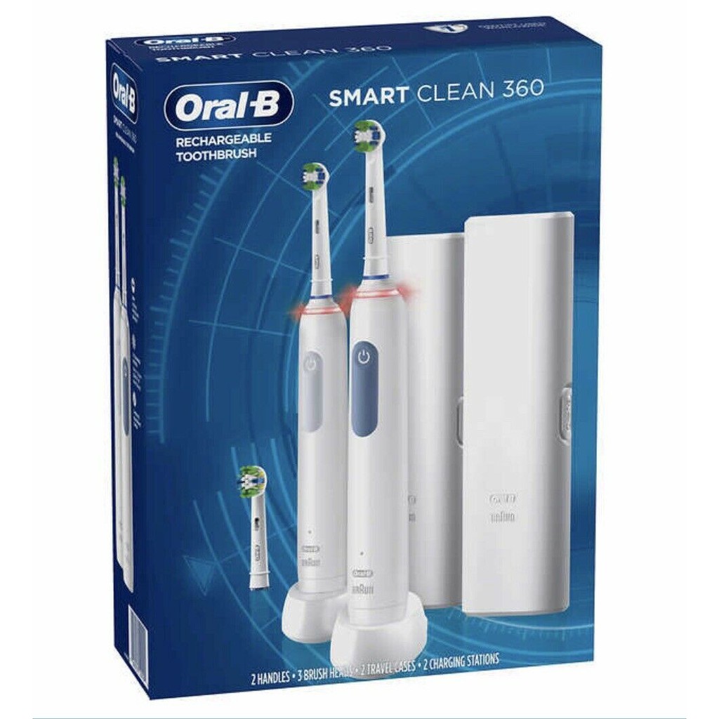 Bộ 2 bàn chải điện Oral-B Smart Clean 360 [Chính hãng] - HÀNG NHẬP NGUYÊN ANH