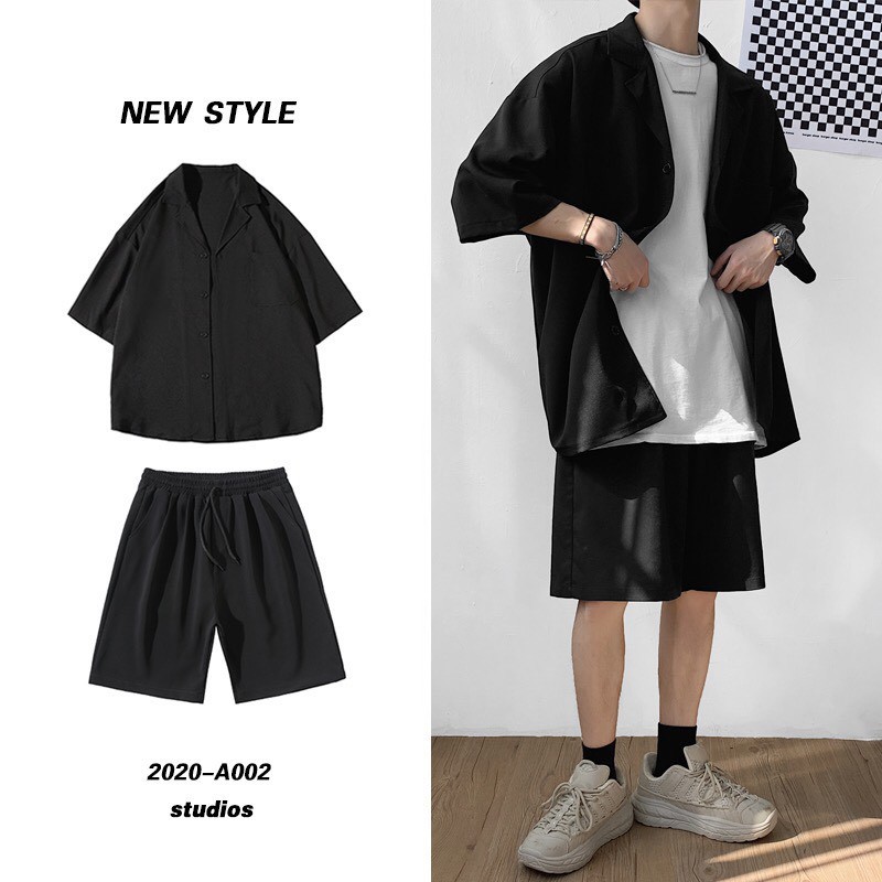 SET Blazer Quần Short nam phong cách Hàn Quốc, Tay lỡ Form Dáng Rộng Mùa Hè Thu 2021 - SET1 | BigBuy360 - bigbuy360.vn