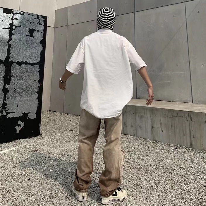 Quần jean nam hiphop thoi trang quần jean rách gối unisex quần jean ống rộng nữ simple nam quần phong cách Hàn Quốc quân jean nữ ống rộng retro quần bò ống rộng
