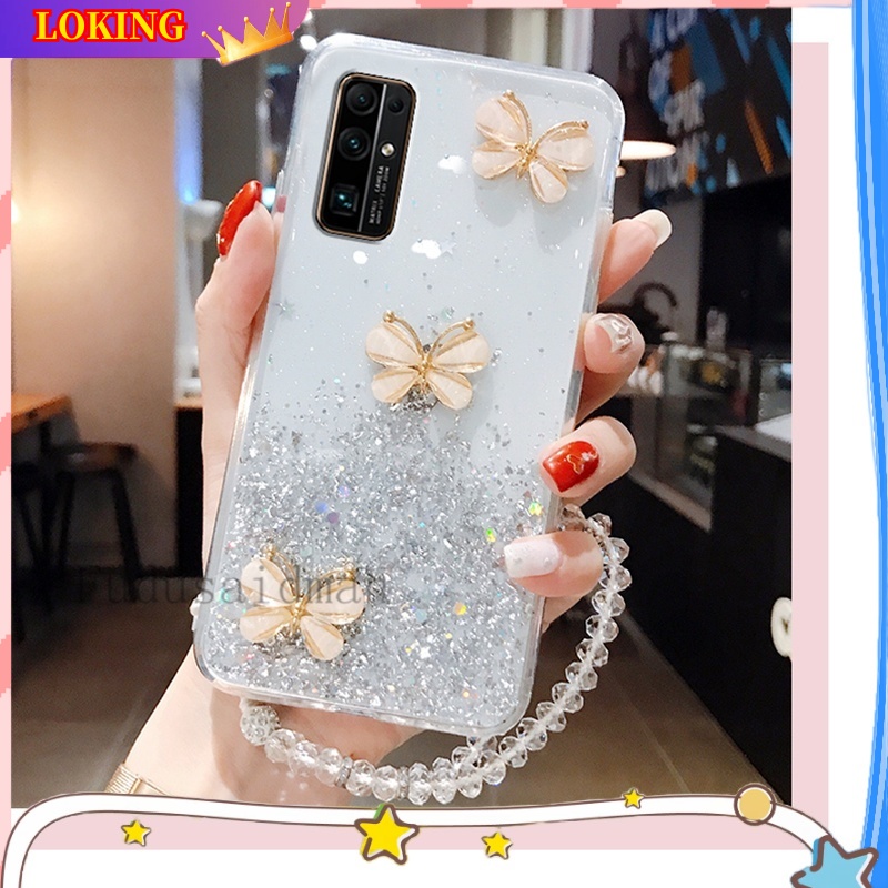 Ốp Điện Thoại Silicon Hình Bướm 3D Lấp Lánh Gắn Dây Đeo Cho Samsung Galaxy A14 A34 A54 A73 A72 A53 A52 A33 A13 A32 A12 A04S