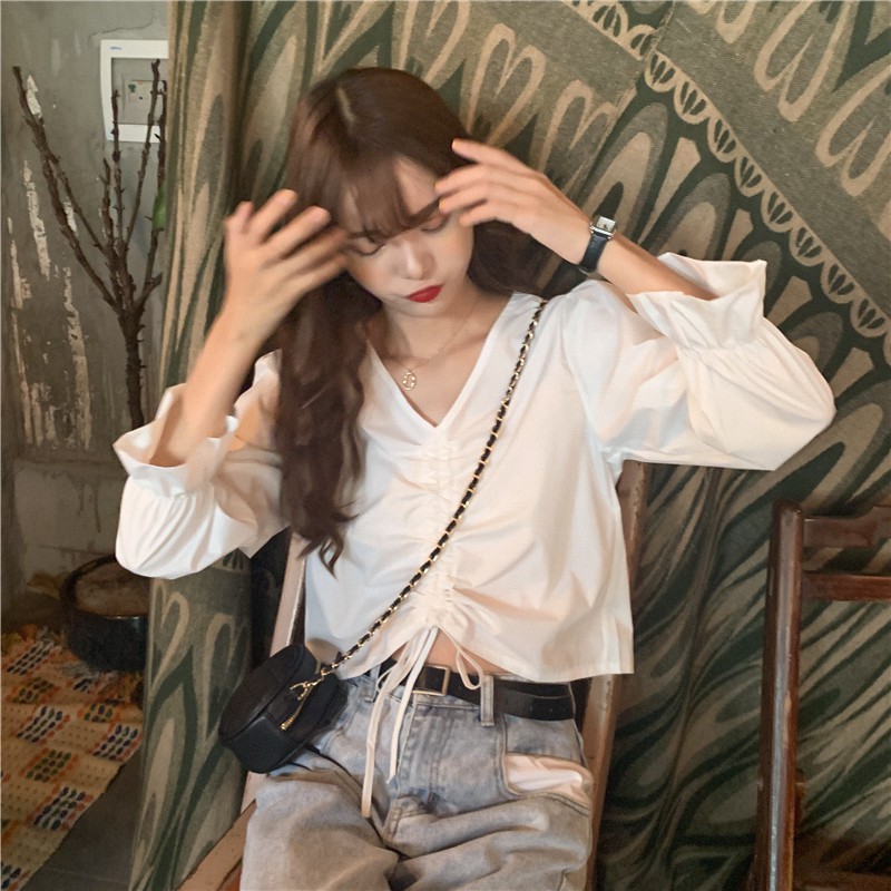 [Hàng có sẵn] Áo kiểu nữ croptop sơ mi Ulzzang Quảng Châu AS20