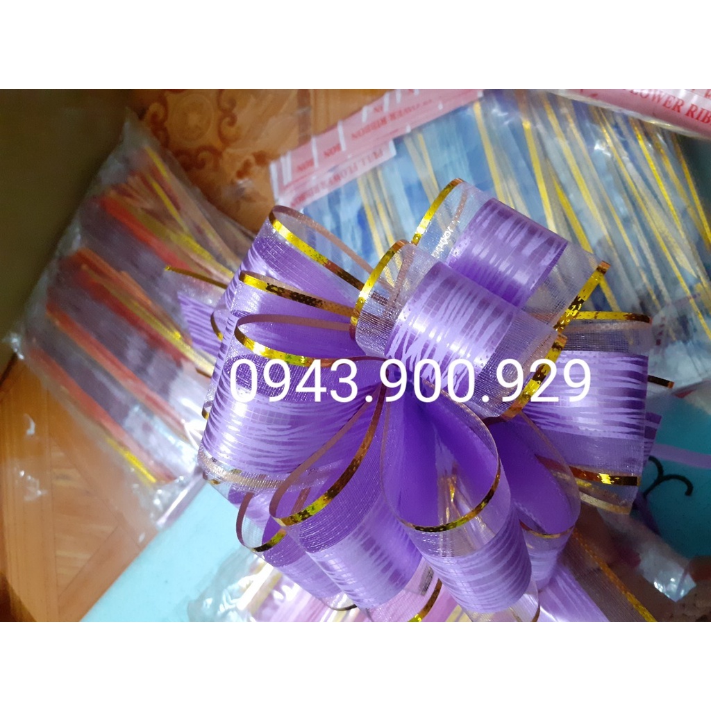 Nơ tú cầu trơn xước trang trí giỏ quà, trang trí hộp quà