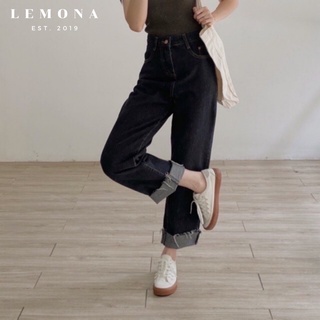 Quần Jeans Đen Hạt Tiêu Suông Gập Gấu Dáng Basic Học Sinh Sinh Viên Ulzzang