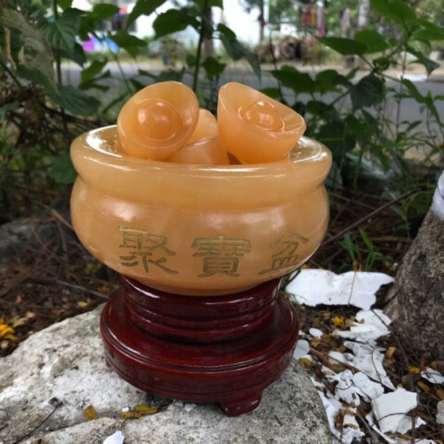 Bát tụ bảo ngọc hoàng long đẹp tuyển ( size lớn 12cm kèm đế gỗ xoay )