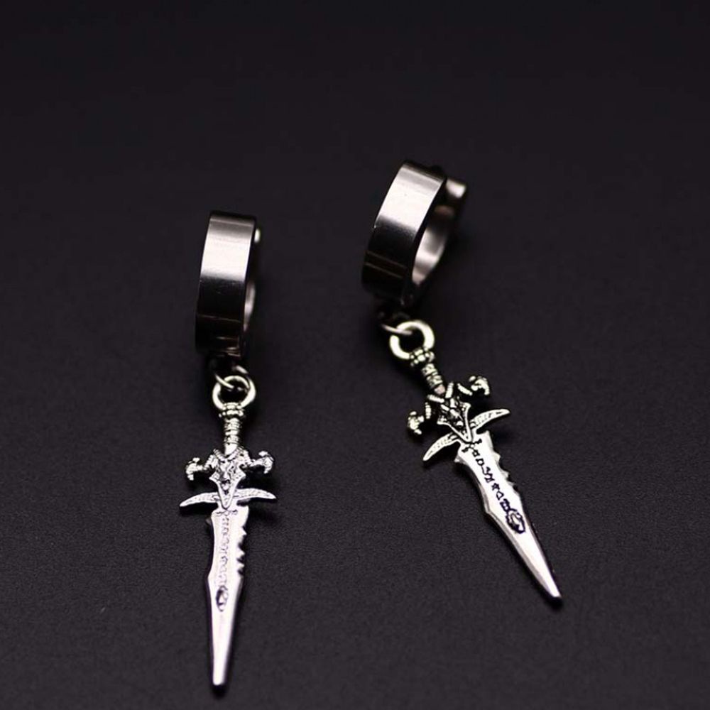 Khuyên Tai Dáng Dài Hình Mũi Tên / Cây Thánh Giá Bằng Thép Không Gỉ Nhiều Màu Thời Trang Cho Nam Và Nữ