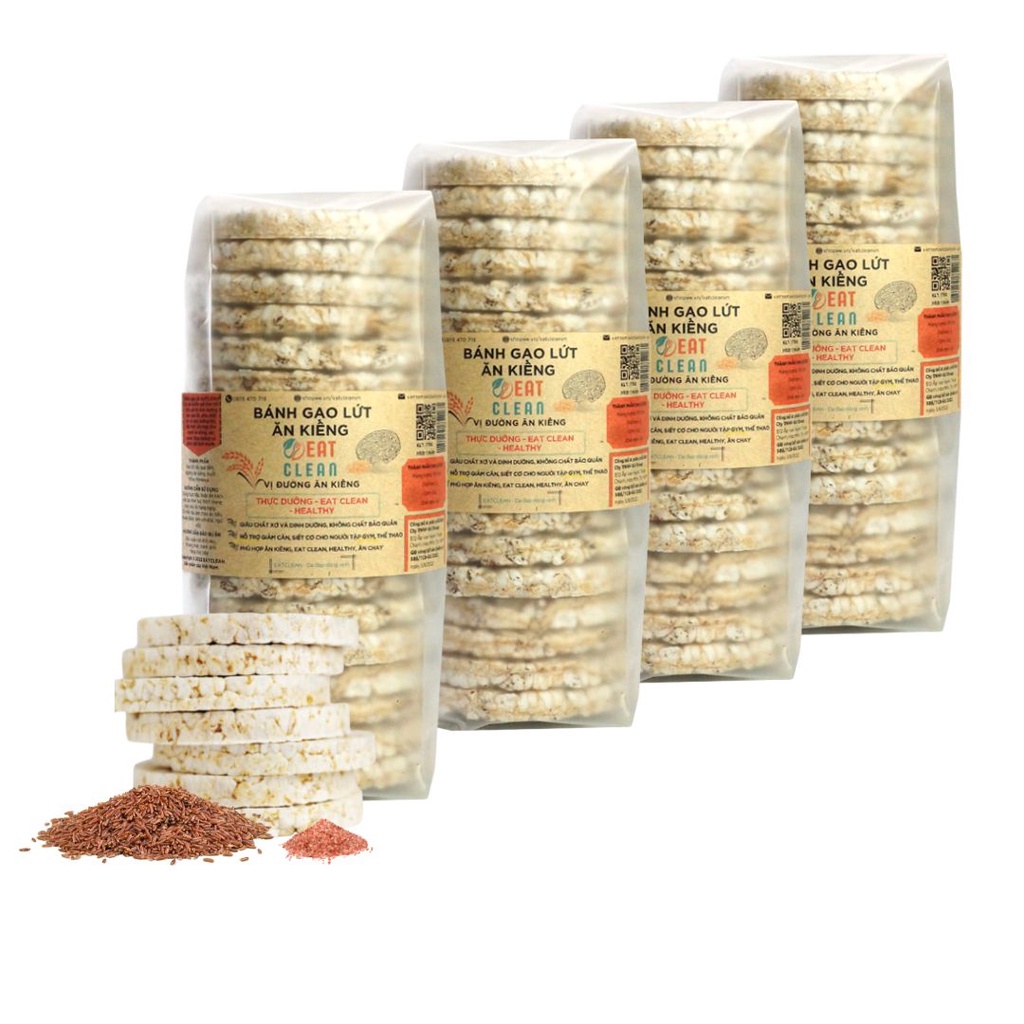 Combo 4 gói Bánh gạo lứt EATCLEAN - Ăn kiêng, Giảm cân, Thực dưỡng, Lành mạnh, Healthy, Eat Clean