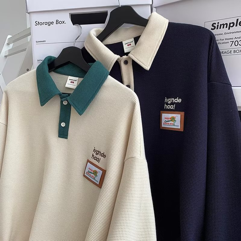 Áo Polo Nam Dài Tay Thời Trang Hàn Quốc Đơn Giản Dành Cho áo polo nữ dài tay áo polo nam form rộng unisex áo len có cổ