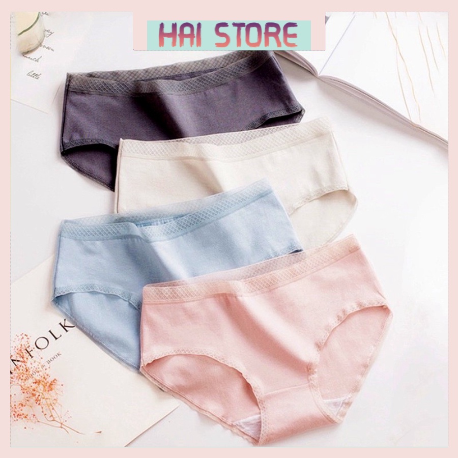 Quần Lót Nữ Cotton Xuất Nhật Trơn Màu💜Quần Silip Viền Cạp Lưới Cao Cấp Nâng Mông💜Quần Xì Kháng Khuẩn Mỏng Mềm Thoáng Mát | BigBuy360 - bigbuy360.vn