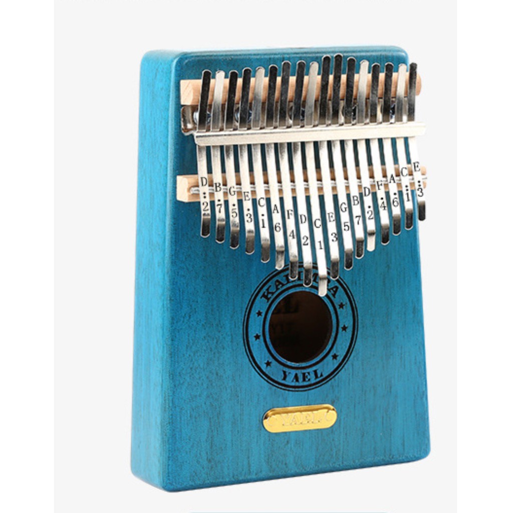 Đàn Kalimba YAEL Gỗ trái tim 17 phím gỗ tròn xanh   - Thumb Piano 17 keys ( full phụ kiện )