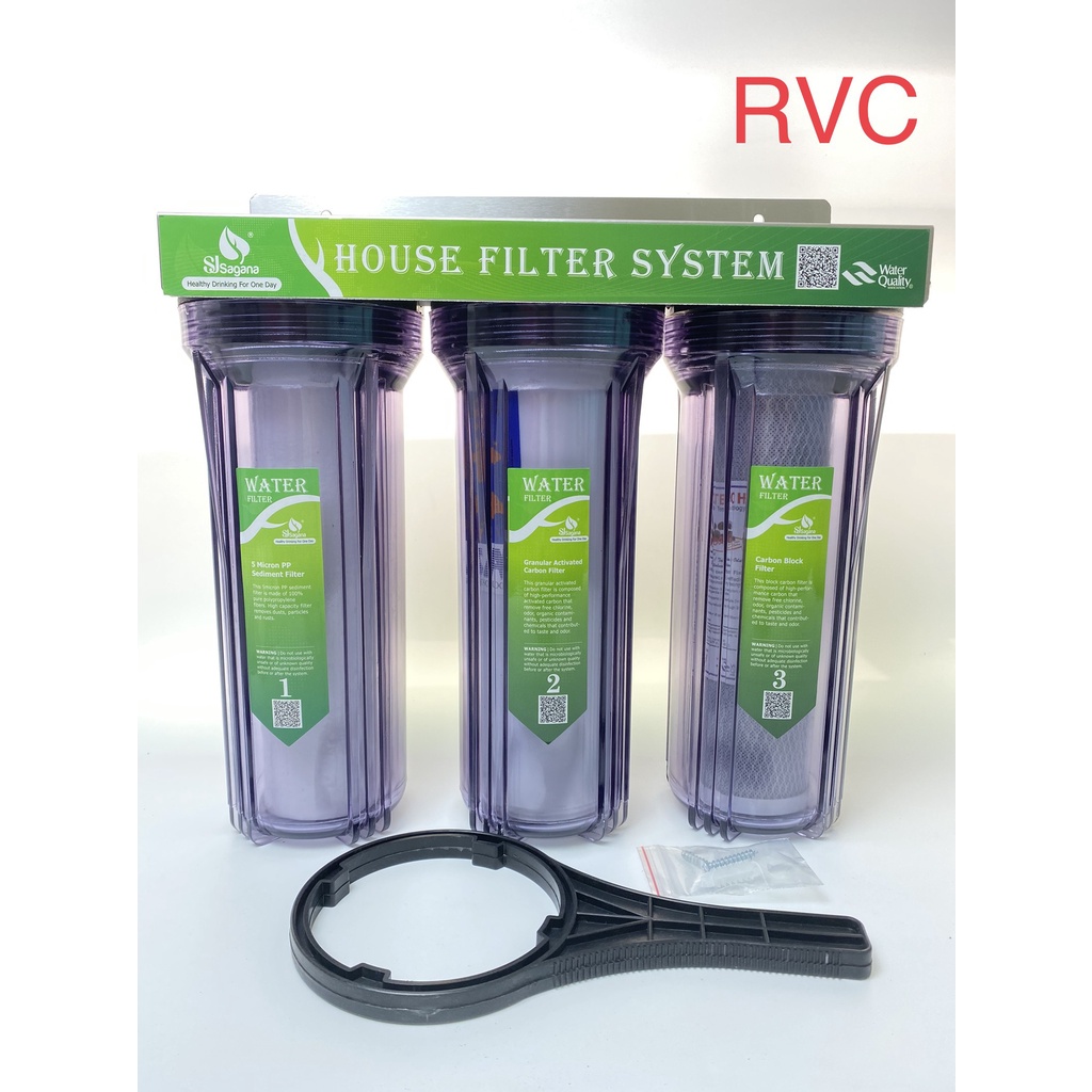 Bộ lọc nước sinh hoạt 3 cốc 10in xử lý nước đầu nguồn -3 trong ren 21