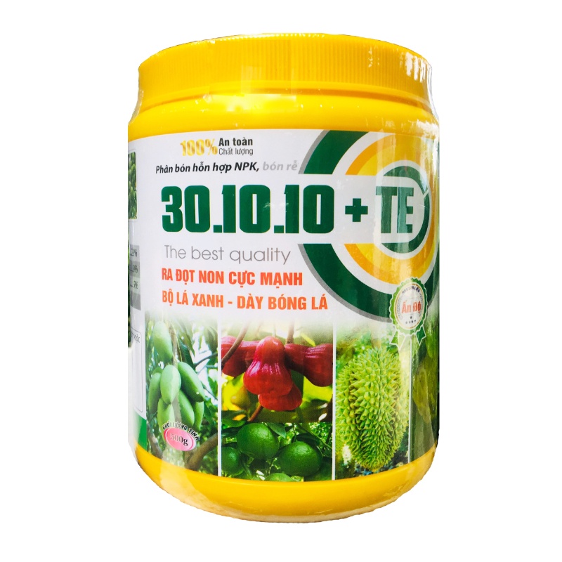 Phân bón NPK 30-10-10 TE hủ 500gram dạng bột tan nhanh, giúp cây ra đọt, nảy chồi, phục hồi cây suyM