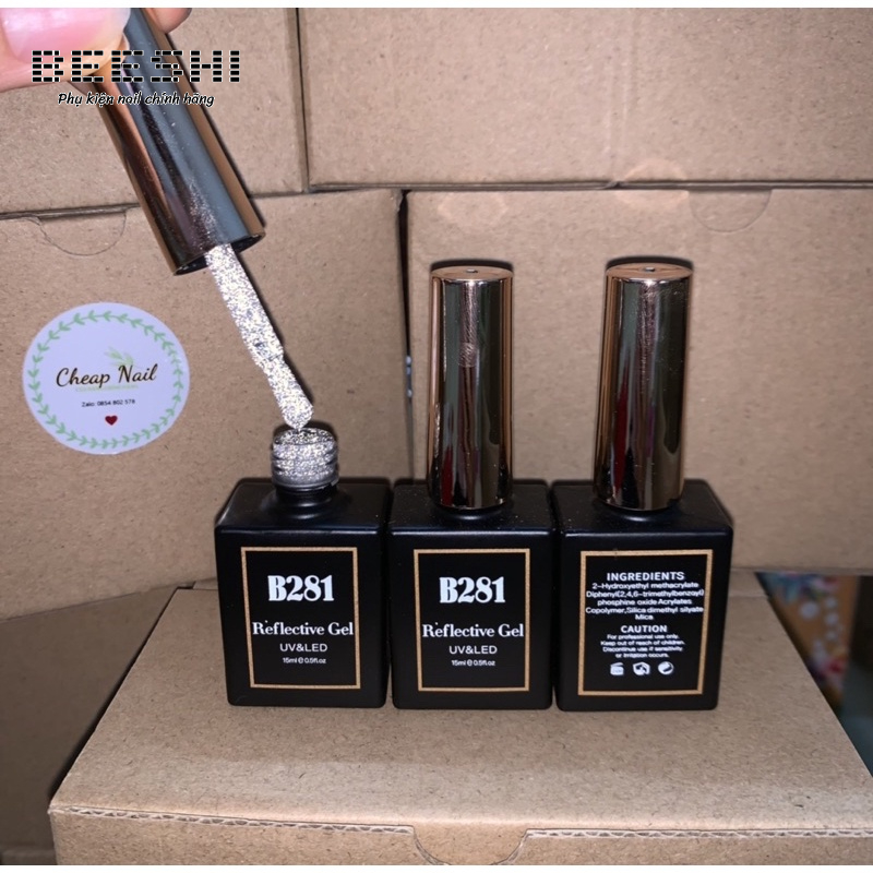 Sơn gel kim tuyến sơn nhũ flash siêu sáng b281 hàng loại 1-beeshi shop nail