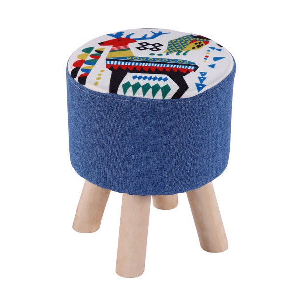 Ghế đẩu nhỏ gia dụng vải nghệ thuật gỗ rắn sáng tạo tròn phòng khách băng sofa thời trang bàn cà phê thấp