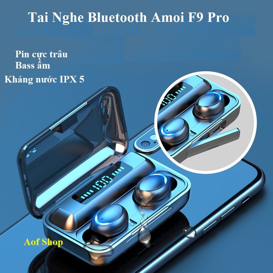 Tai nghe True Wireless AMOI F9 Bluetooth 5.0, pin trâu, Bass ấm