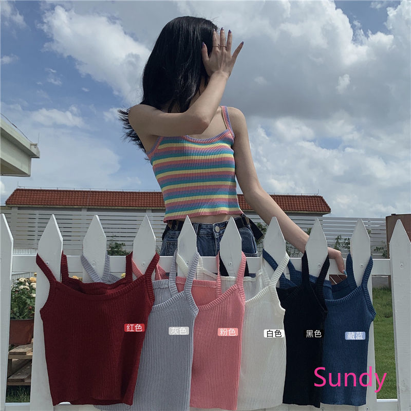 Áo Croptop Dệt Kim Không Tay Thời Trang Mùa Hè Cho Nữ | BigBuy360 - bigbuy360.vn