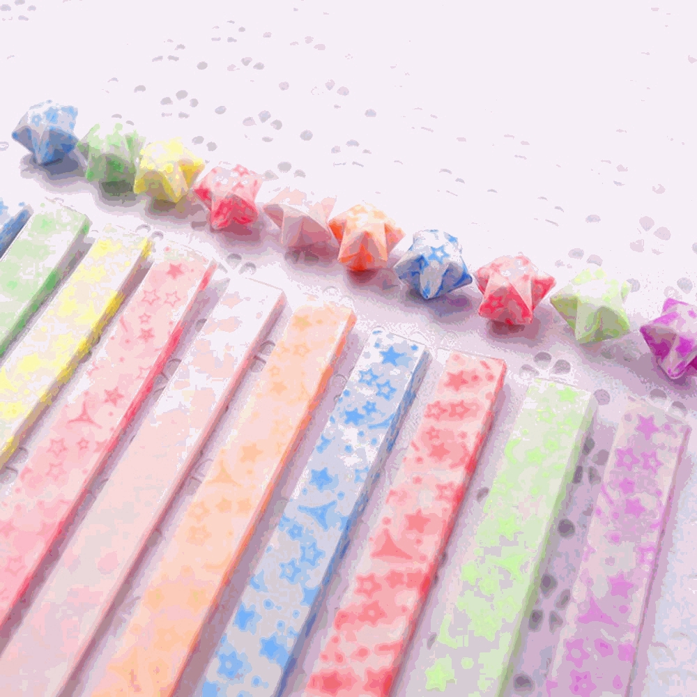 Giấy gấp sao origami họa tiết tuyết/quả anh đào dễ thương