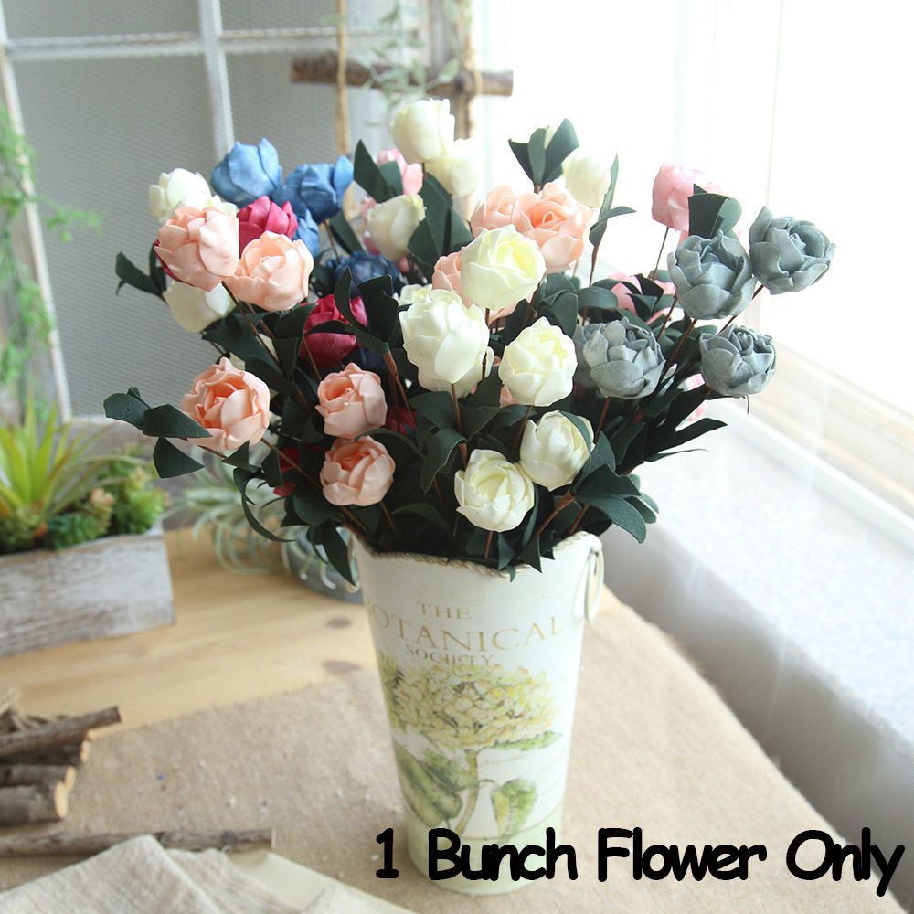 Bó Hoa Hồng Nhân Tạo PE 2 Tầng Trang Trí Tiệc Cưới|6 Nhánh Cây Giả Nhiều Màu Sắc Trang Trí Nhà Cửa