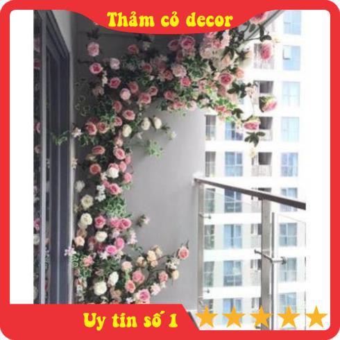 Dây Hoa Hồng Leo Giả, hoa hồng giả cao cấp dài 1m5, decor tường leo nhà, văn phòng, nhà hàng, sự kiện