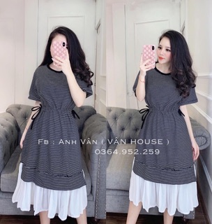 Đầm phối voan dập ly