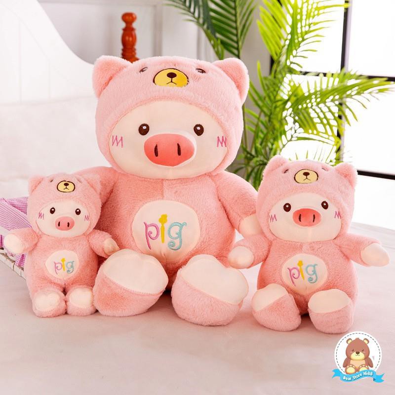 Gấu bông lợn , heo bông lợn đội mũ vải nhung mịn hàng cao cấp