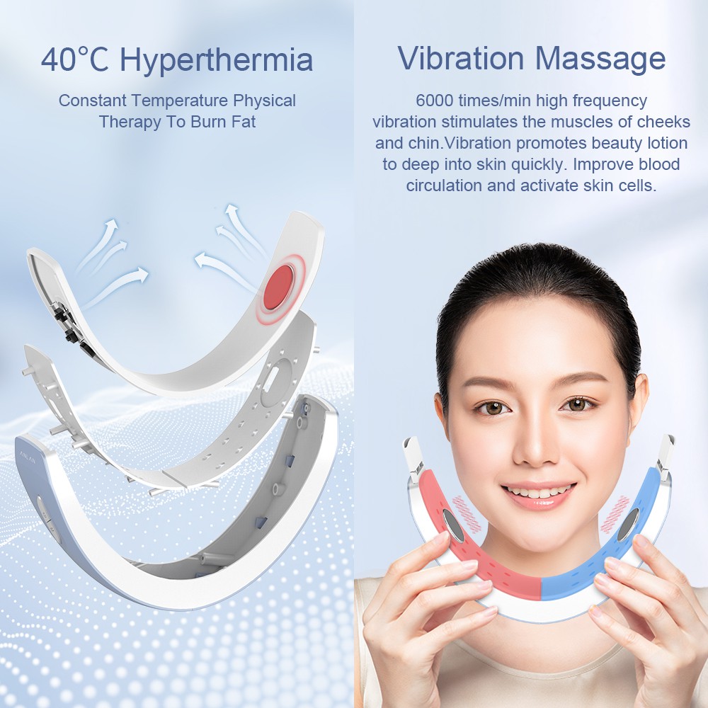 [Mã FMCGM100 - 10% đơn 500K] Máy Massage Cằm ANLAN EMS Sử Dụng Ánh Sáng Đỏ/Xanh Lam Tạo Gương Mặt Chữ V