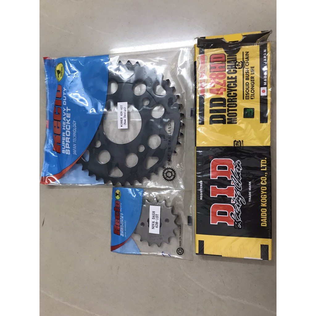 Bộ nhông, sên, dĩa Winner (nhông15 dĩa42T Recto-sên DID428HD 10ly)