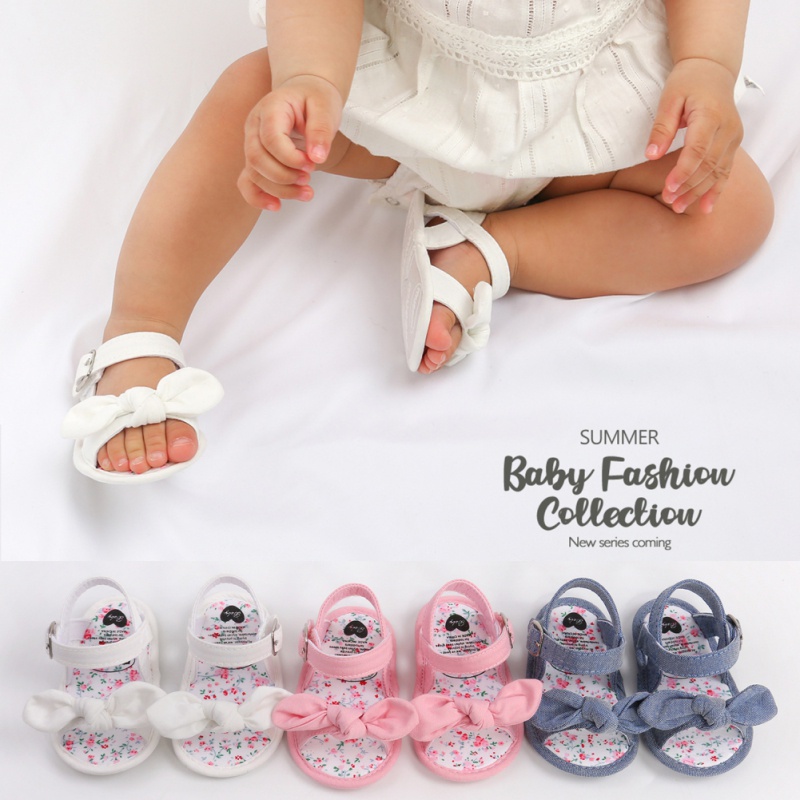 Giày sandal chống trượt gắn nơ thời trang mùa hè cho bé