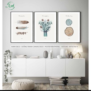 Bộ 3 tranh canvas vitage TCV09 kèm khung tự chọn tặng đinh treo tranh