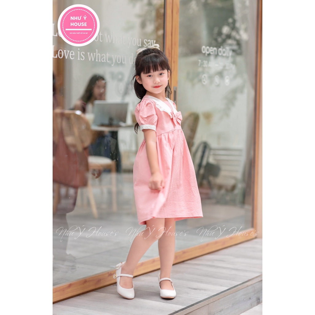 Váy bé gái đi học size đại 6-32kg 💝𝑭𝑹𝑬𝑬𝑺𝑯𝑰𝑷💝NHƯ Ý HOUSE'S-  Đầm bé đi học 0123456789 tuổi- váy thô đũi hồng cổ thuyền