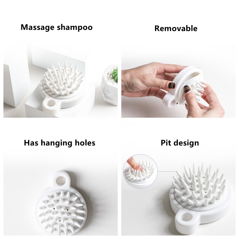 Bàn Chải silicone Gội Đầu Mát Xa Da Đầu Không In Phong Cách Nhật Bản