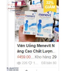 Viên uống menevit nâng cao chất lượng tinh trùng lọ 30 viên, 90 viên của úc, hỗ trợ tăng cường sinh lý nam