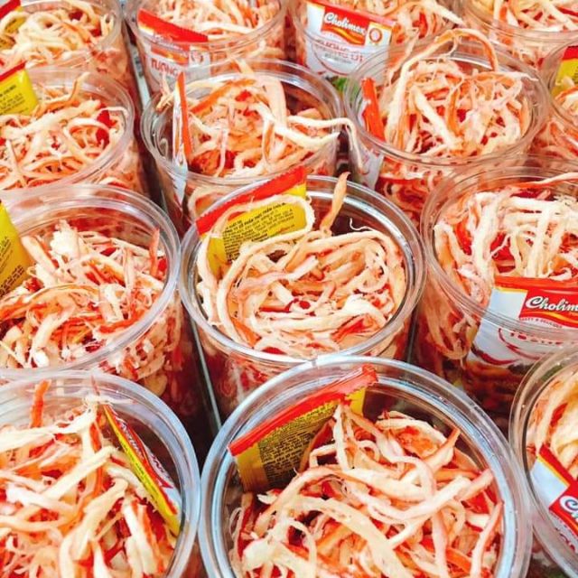 COMBO 10 HỘP #MỰC_XÉ_SỢI_HẤP_NƯỚC_DỪA LON PET 200GR SIÊU CHẤT LƯỢNG