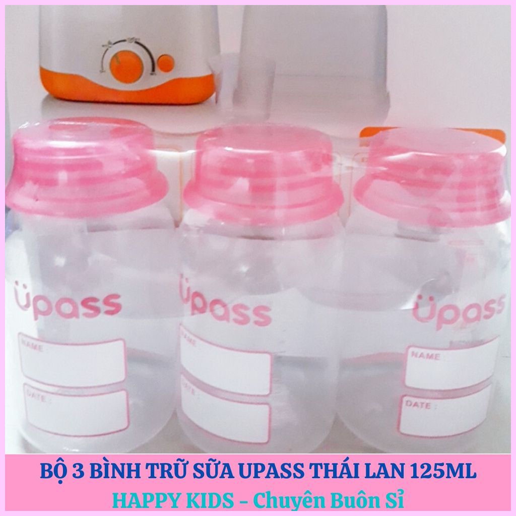 [Mã 267FMCGSALE giảm 8% đơn 500K] Bộ 3 bình trữ sữa Upass Thái Lan 125ml an toàn cho bé