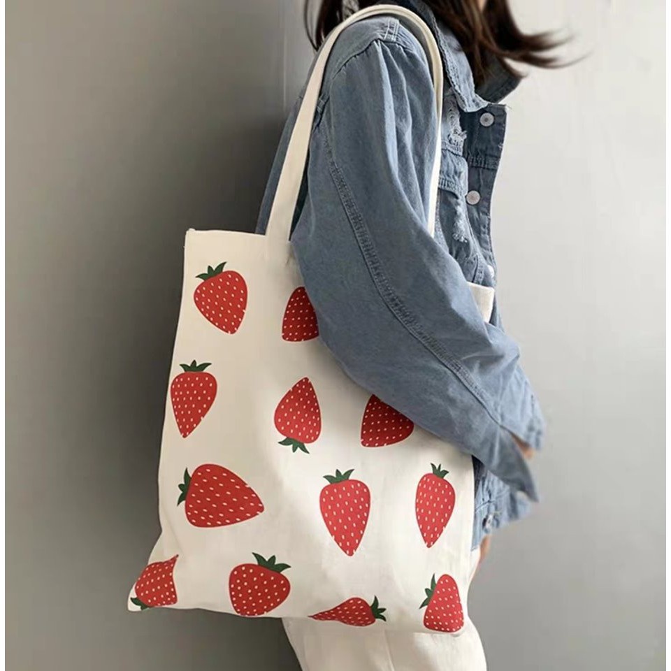 TÚI TOTE CANVAS IN DÂU TÂY NHIỀU QUẢ