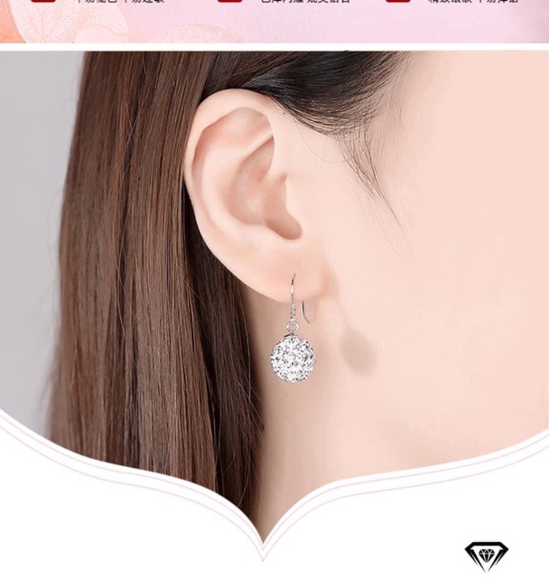 BÔNG TAI BẠC S925 MẶT CẦU ĐÁ CAO CẤP