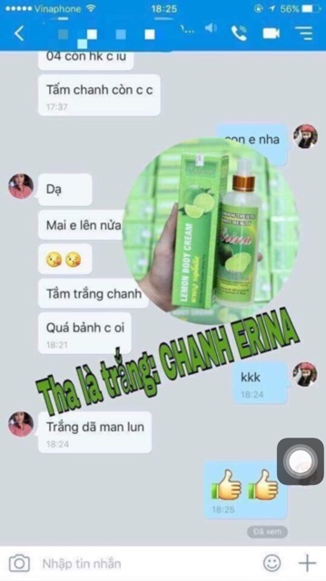 Sữa tắm trắng chanh Erina Thái Lan