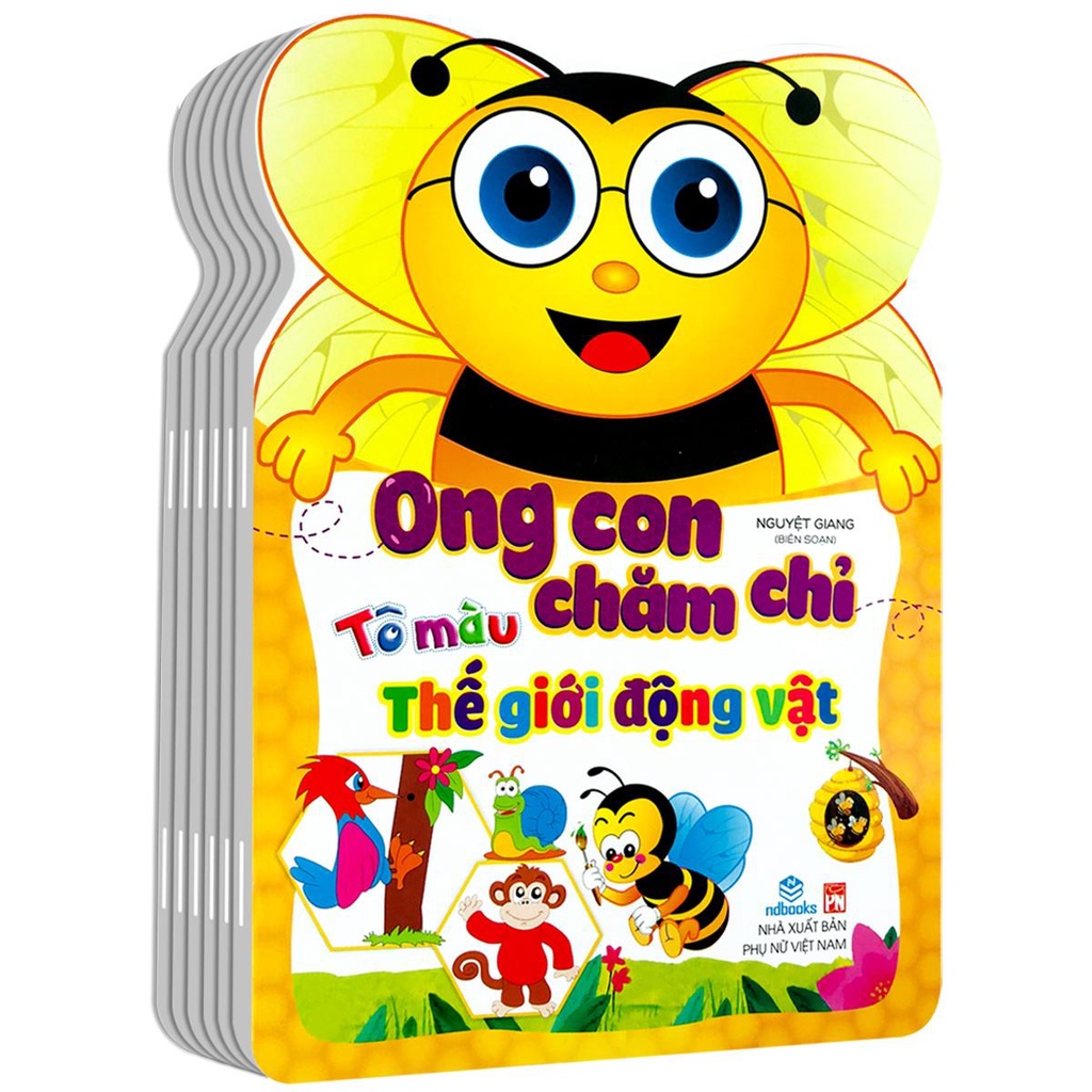 Sách - Ong Con Chăm Chỉ - Bộ 6 quyển Tô Màu Thế Giới Động Vật + Hoa, Quả + Ô Tô + Hình Dạng và Đồ Vật + Tô Chữ + Tô Số